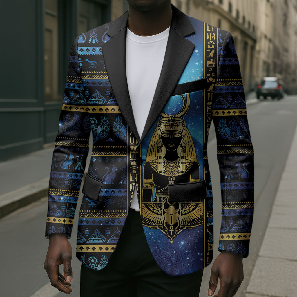 Egyptian Goddess Hathor Blazer Galaxy Ancient Mythology Sun Disk Cow Horn