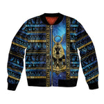 Egyptian Goddess Hathor Bomber Jacket Galaxy Ancient Mythology Sun Disk Cow Horn
