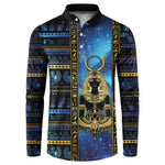 Egyptian Goddess Hathor Button Sweatshirt Galaxy Ancient Mythology Sun Disk Cow Horn