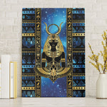 Egyptian Goddess Hathor Canvas Wall Art Galaxy Ancient Mythology Sun Disk Cow Horn