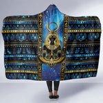 Egyptian Goddess Hathor Hooded Blanket Galaxy Ancient Mythology Sun Disk Cow Horn