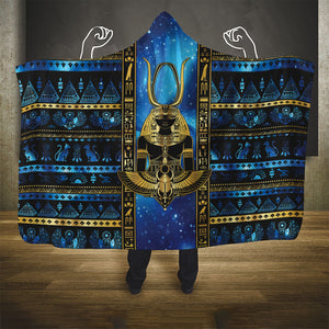 Egyptian Goddess Hathor Hooded Blanket Galaxy Ancient Mythology Sun Disk Cow Horn