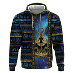 Egyptian Goddess Hathor Hoodie Galaxy Ancient Mythology Sun Disk Cow Horn