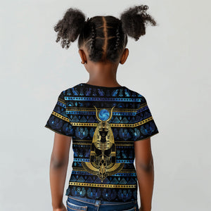 Egyptian Goddess Hathor Kid T shirt Galaxy Ancient Mythology Sun Disk Cow Horn