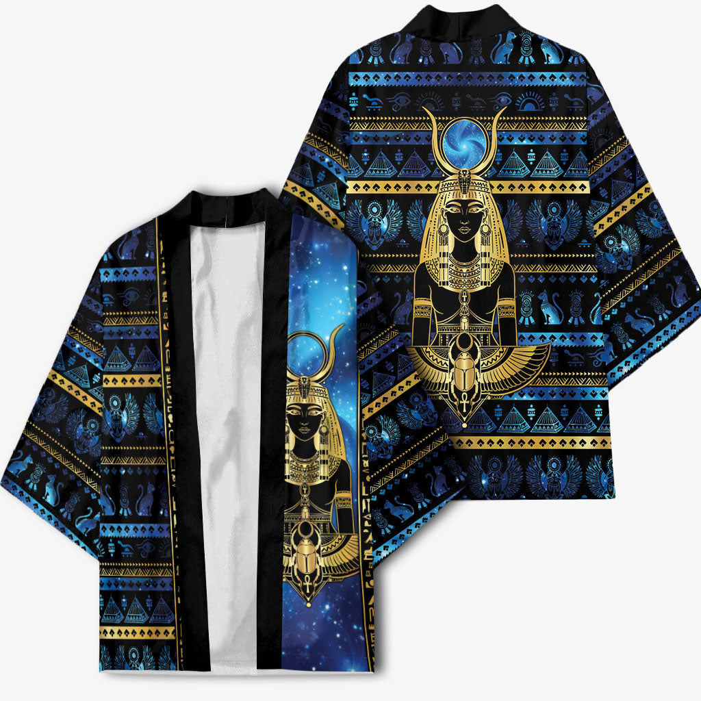 Egyptian Goddess Hathor Kimono Galaxy Ancient Mythology Sun Disk Cow Horn