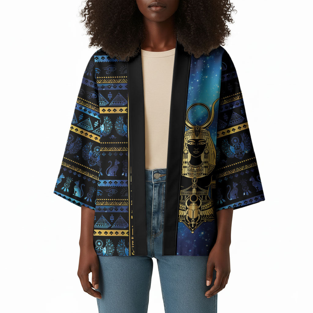 Egyptian Goddess Hathor Kimono Galaxy Ancient Mythology Sun Disk Cow Horn
