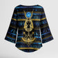 Egyptian Goddess Hathor Kimono Sleeve Blouse Galaxy Ancient Mythology Sun Disk Cow Horn