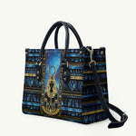 Egyptian Goddess Hathor Leather Bag Galaxy Ancient Mythology Sun Disk Cow Horn