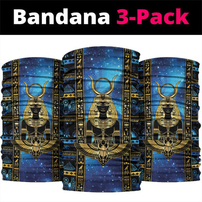 Egyptian Goddess Hathor Neck Gaiter Galaxy Ancient Mythology Sun Disk Cow Horn