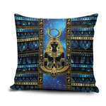 Egyptian Goddess Hathor Pillow Cover Galaxy Ancient Mythology Sun Disk Cow Horn