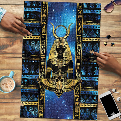 Egyptian Goddess Hathor Puzzle Galaxy Ancient Mythology Sun Disk Cow Horn