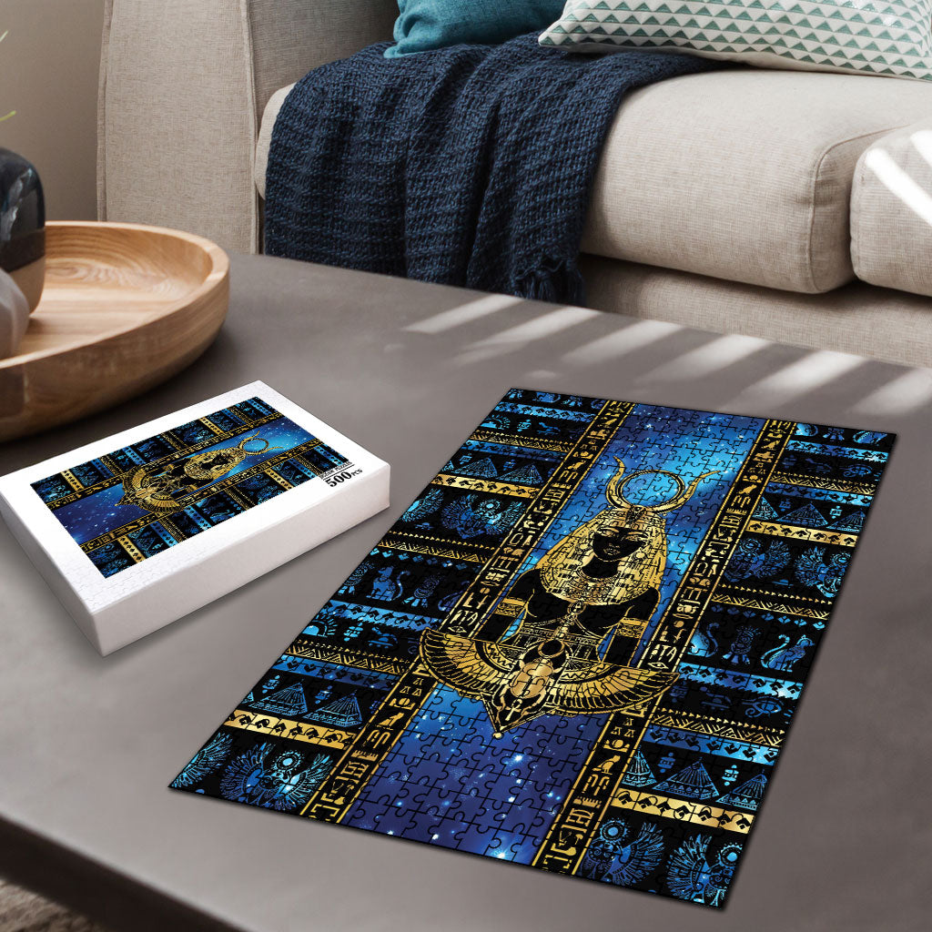 Egyptian Goddess Hathor Puzzle Galaxy Ancient Mythology Sun Disk Cow Horn