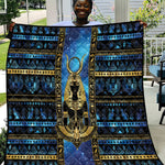 Egyptian Goddess Hathor Quilt Galaxy Ancient Mythology Sun Disk Cow Horn