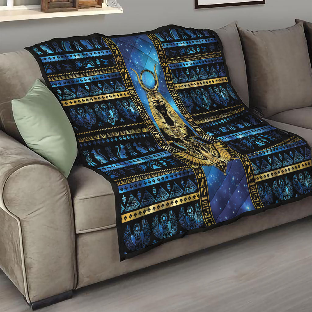 Egyptian Goddess Hathor Quilt Galaxy Ancient Mythology Sun Disk Cow Horn