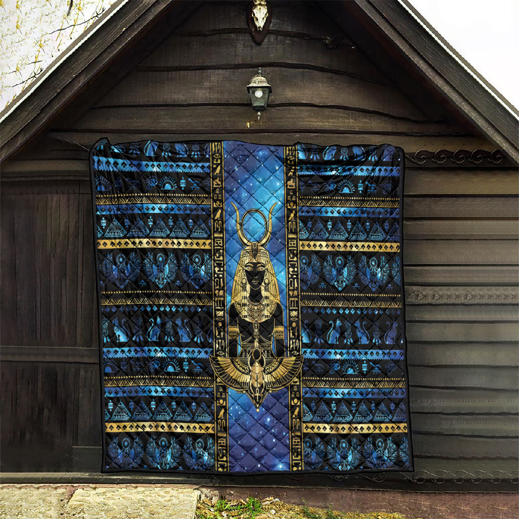 Egyptian Goddess Hathor Quilt Galaxy Ancient Mythology Sun Disk Cow Horn
