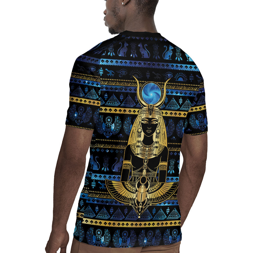 Egyptian Goddess Hathor Rugby Jersey Galaxy Ancient Mythology Sun Disk Cow Horn