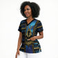 Egyptian Goddess Hathor Scrub Top Galaxy Ancient Mythology Sun Disk Cow Horn
