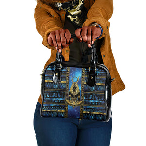 Egyptian Goddess Hathor Shoulder Handbag Galaxy Ancient Mythology Sun Disk Cow Horn