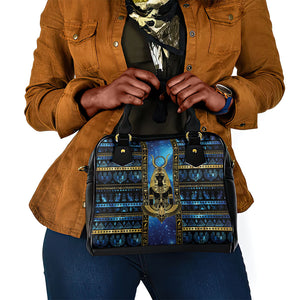 Egyptian Goddess Hathor Shoulder Handbag Galaxy Ancient Mythology Sun Disk Cow Horn