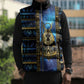 Egyptian Goddess Hathor Sleeveless Puffer Jacket Galaxy Ancient Mythology Sun Disk Cow Horn