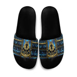 Egyptian Goddess Hathor Slide Sandals Galaxy Ancient Mythology Sun Disk Cow Horn
