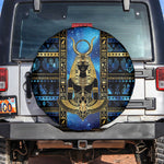Egyptian Goddess Hathor Spare Tire Cover Galaxy Ancient Mythology Sun Disk Cow Horn