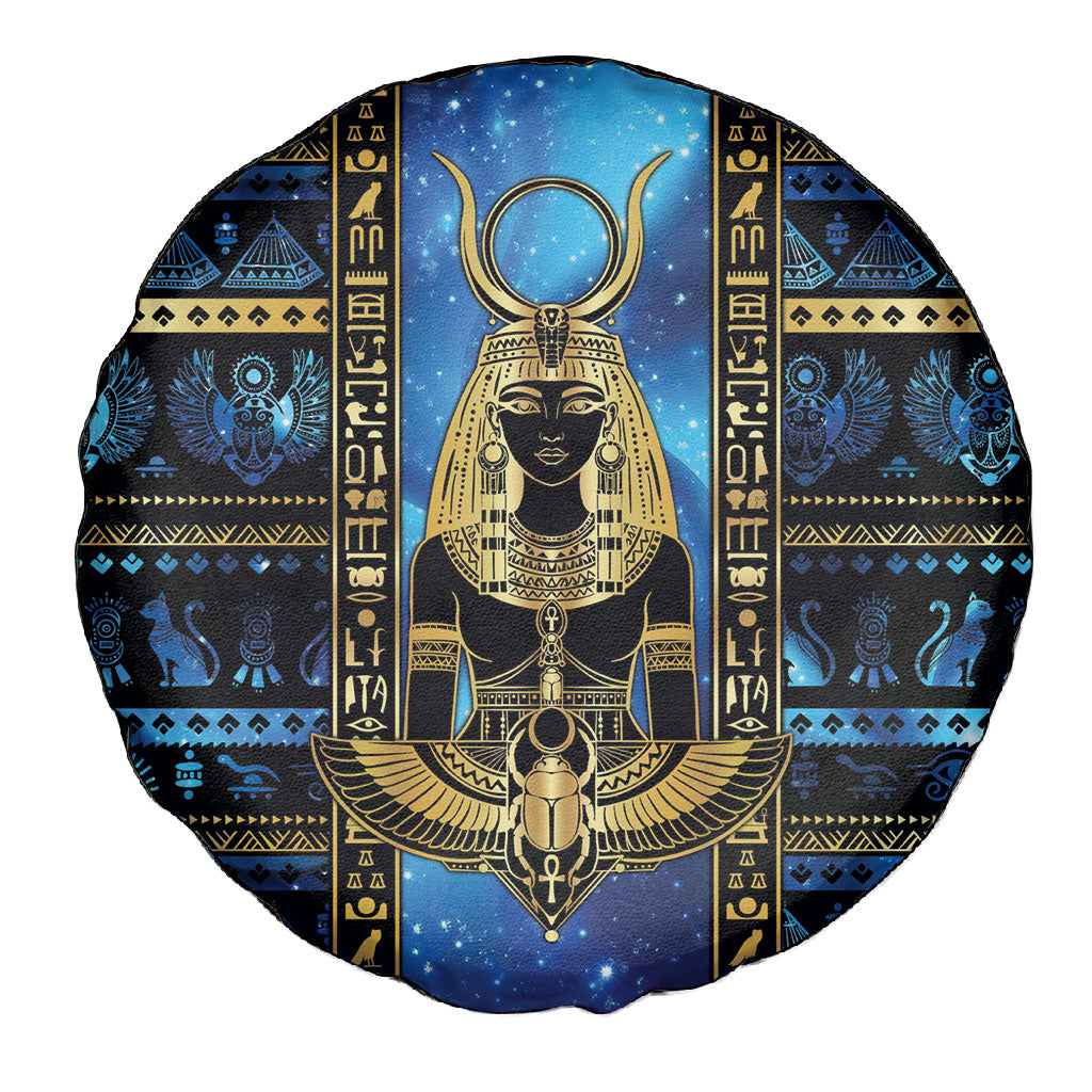 Egyptian Goddess Hathor Spare Tire Cover Galaxy Ancient Mythology Sun Disk Cow Horn