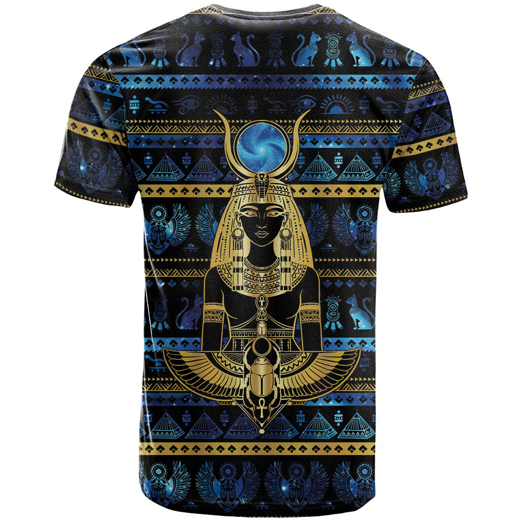 Egyptian Goddess Hathor T shirt Galaxy Ancient Mythology Sun Disk Cow Horn