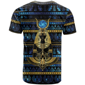 Egyptian Goddess Hathor T shirt Galaxy Ancient Mythology Sun Disk Cow Horn