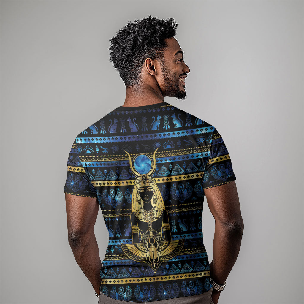 Egyptian Goddess Hathor T shirt Galaxy Ancient Mythology Sun Disk Cow Horn