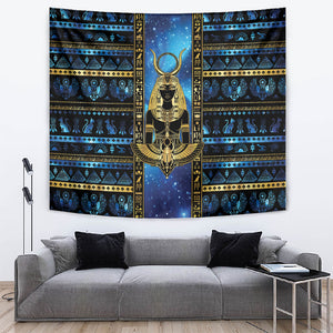 Egyptian Goddess Hathor Tapestry Galaxy Ancient Mythology Sun Disk Cow Horn