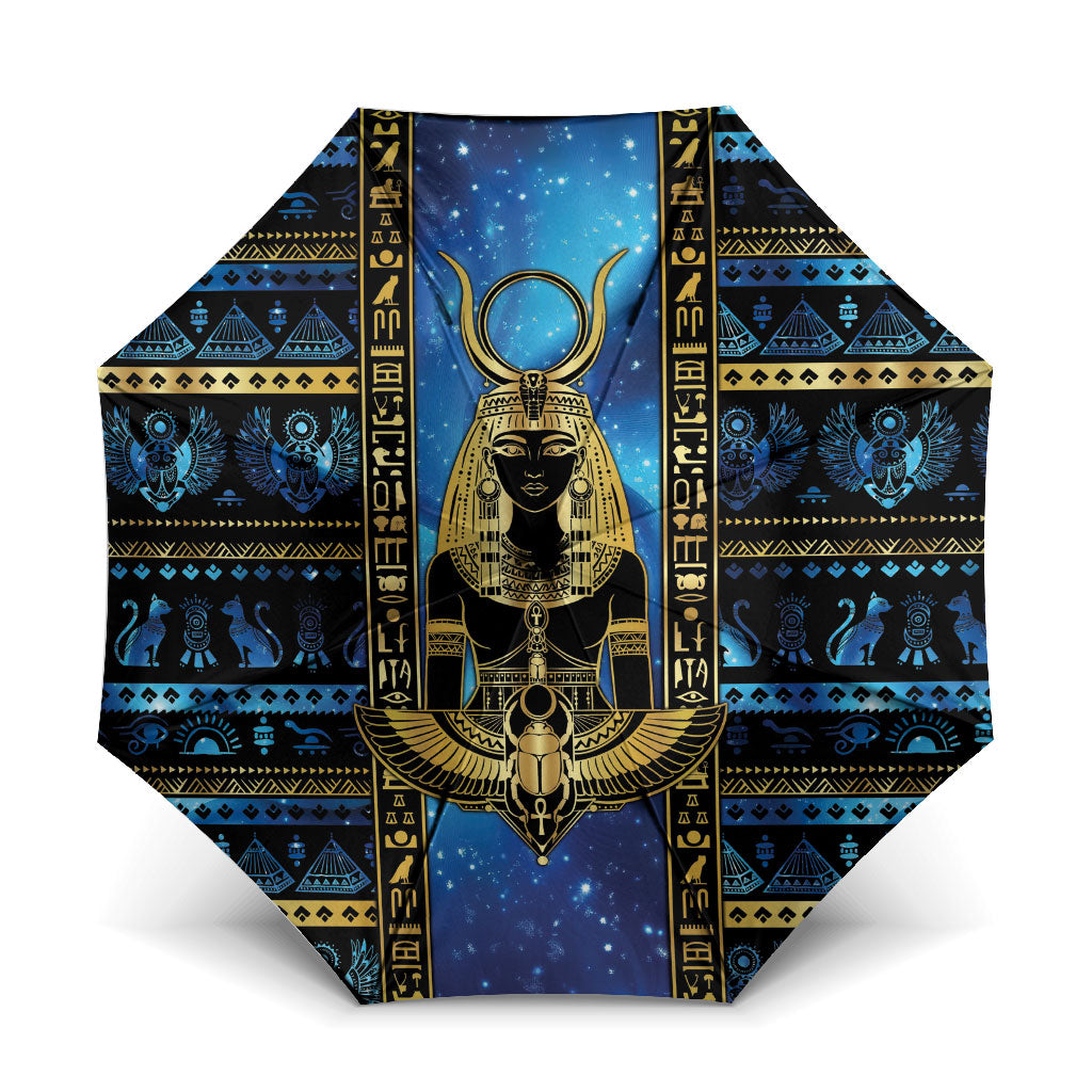 Egyptian Goddess Hathor Umbrella Galaxy Ancient Mythology Sun Disk Cow Horn