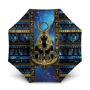 Egyptian Goddess Hathor Umbrella Galaxy Ancient Mythology Sun Disk Cow Horn