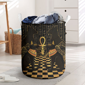 Egyptian Goddess Bastet Laundry Basket Ancient Mythology Sacred Black Cat