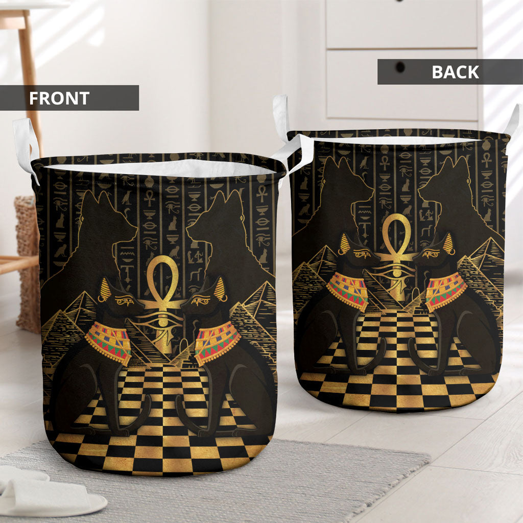 Egyptian Goddess Bastet Laundry Basket Ancient Mythology Sacred Black Cat