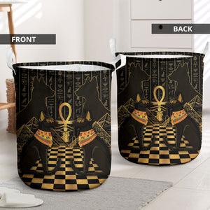 Egyptian Goddess Bastet Laundry Basket Ancient Mythology Sacred Black Cat