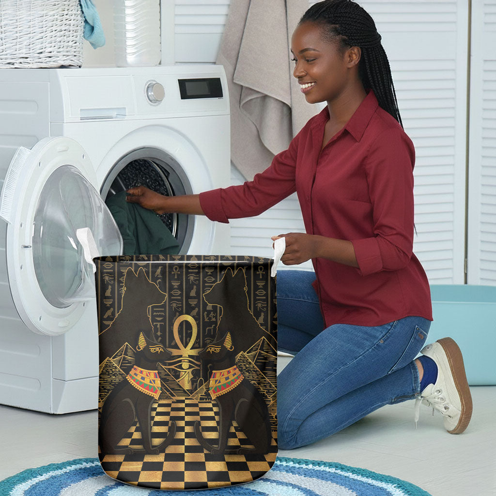 Egyptian Goddess Bastet Laundry Basket Ancient Mythology Sacred Black Cat