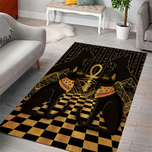 Egyptian Goddess Bastet Area Rug Ancient Mythology Sacred Black Cat