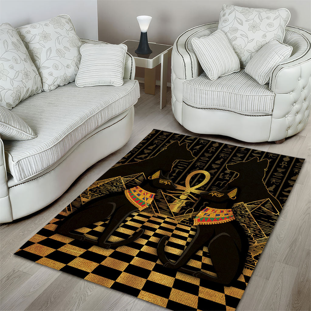 Egyptian Goddess Bastet Area Rug Ancient Mythology Sacred Black Cat