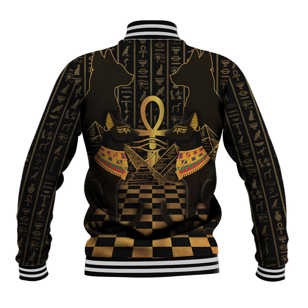 Egyptian Goddess Bastet Baseball Jacket Ancient Mythology Sacred Black Cat