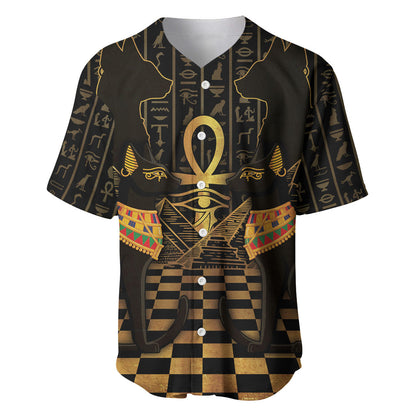 Egyptian Goddess Bastet Baseball Jersey Ancient Mythology Sacred Black Cat