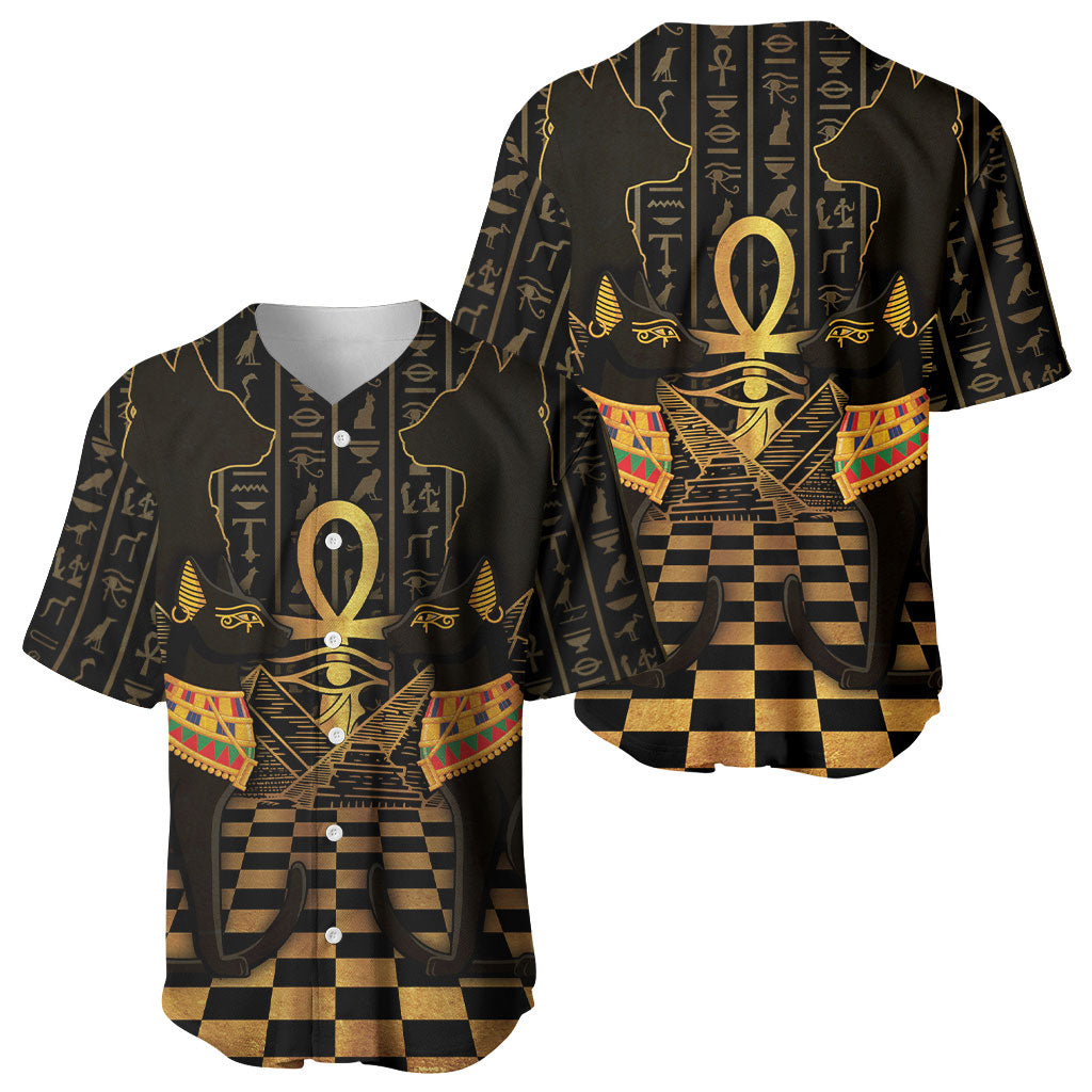 Egyptian Goddess Bastet Baseball Jersey Ancient Mythology Sacred Black Cat