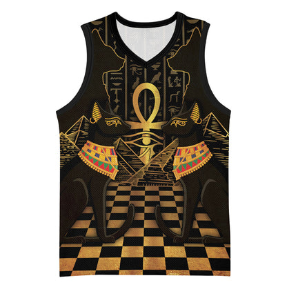 Egyptian Goddess Bastet Basketball Jersey Ancient Mythology Sacred Black Cat