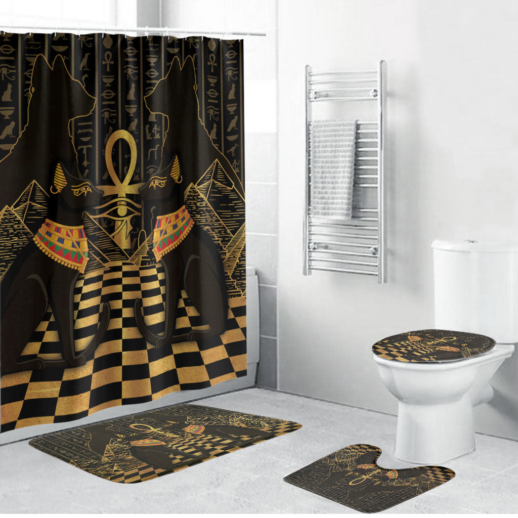 Egyptian Goddess Bastet Bathroom Set Ancient Mythology Sacred Black Cat