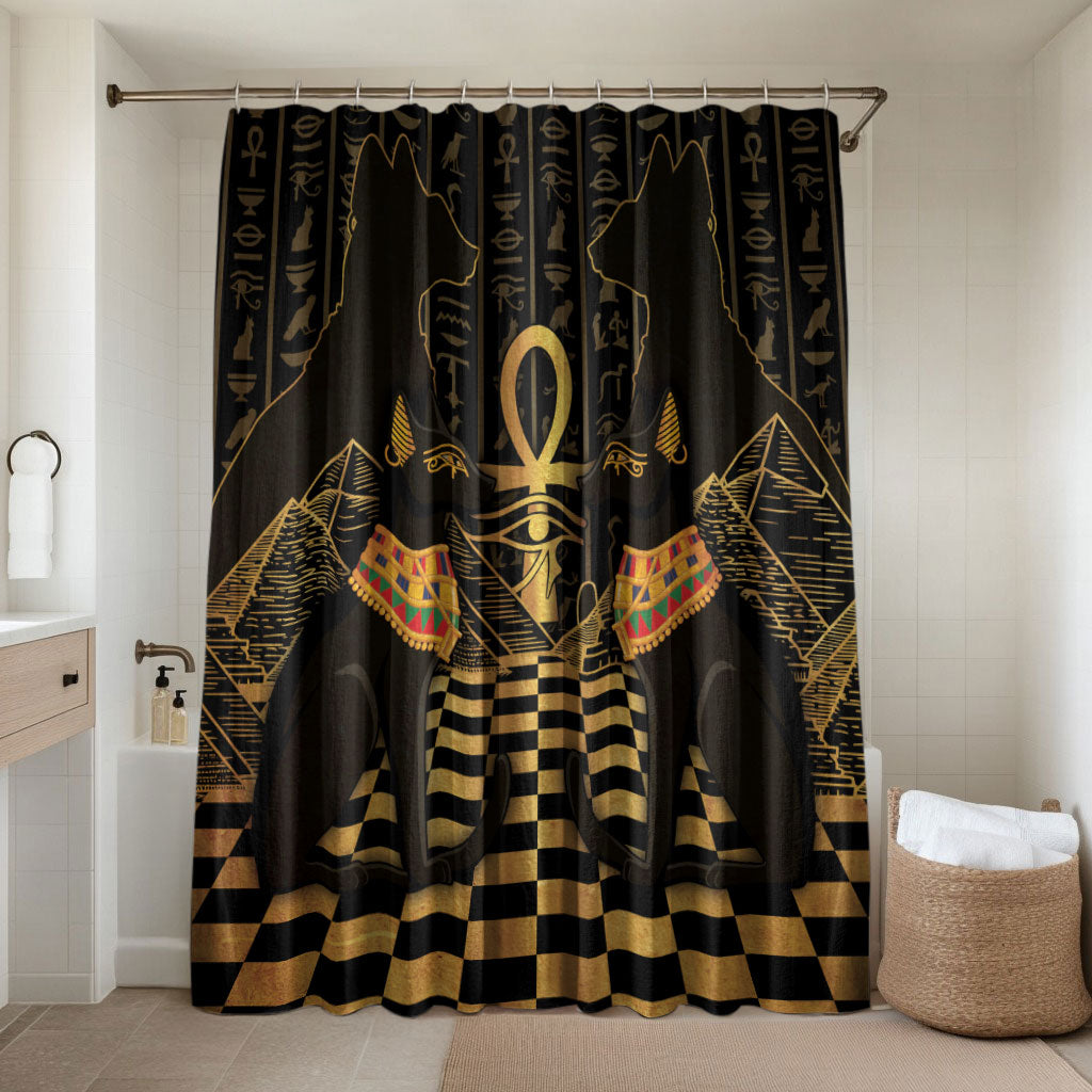 Egyptian Goddess Bastet Bathroom Set Ancient Mythology Sacred Black Cat