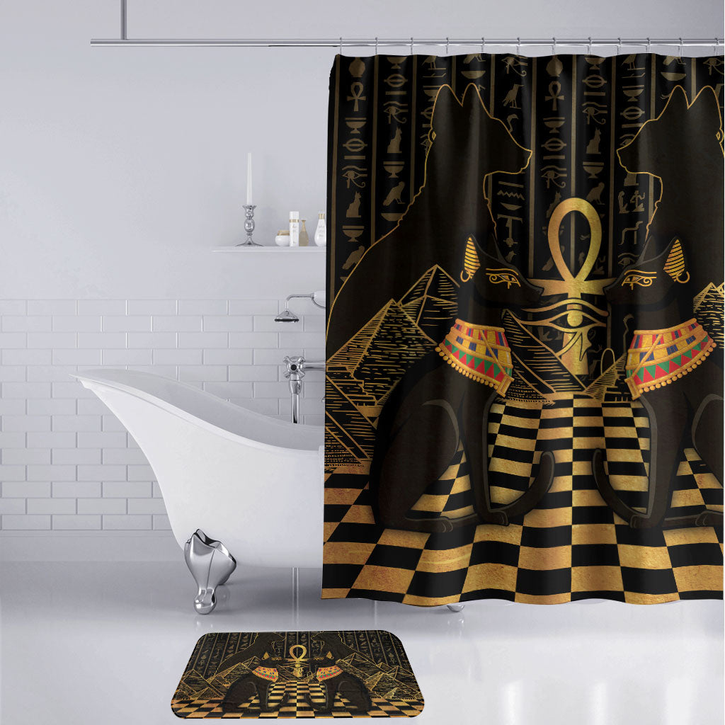 Egyptian Goddess Bastet Bathroom Set Ancient Mythology Sacred Black Cat