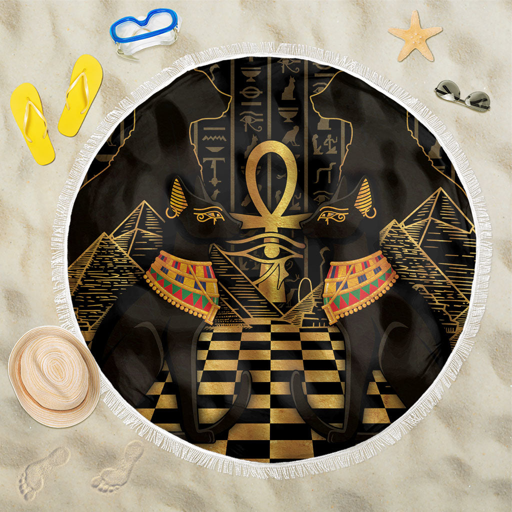 Egyptian Goddess Bastet Beach Blanket Ancient Mythology Sacred Black Cat