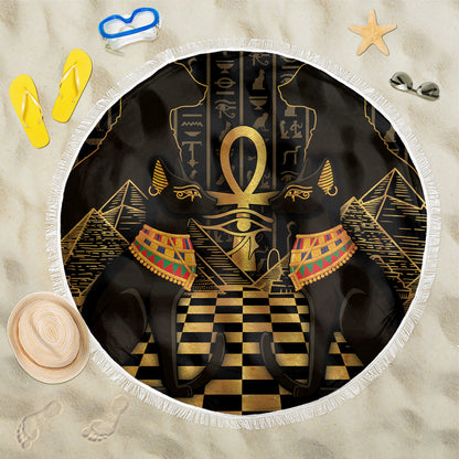 Egyptian Goddess Bastet Beach Blanket Ancient Mythology Sacred Black Cat