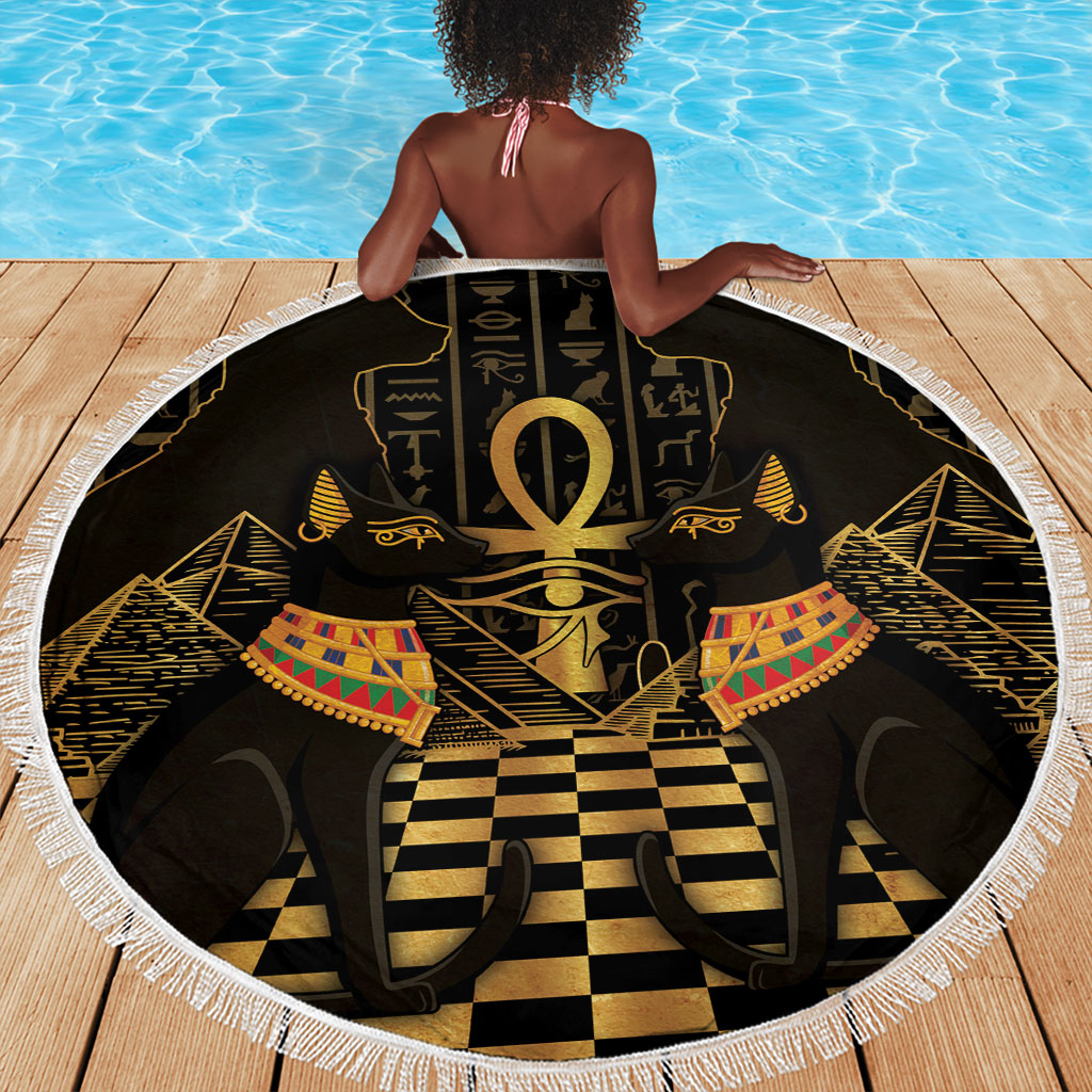 Egyptian Goddess Bastet Beach Blanket Ancient Mythology Sacred Black Cat
