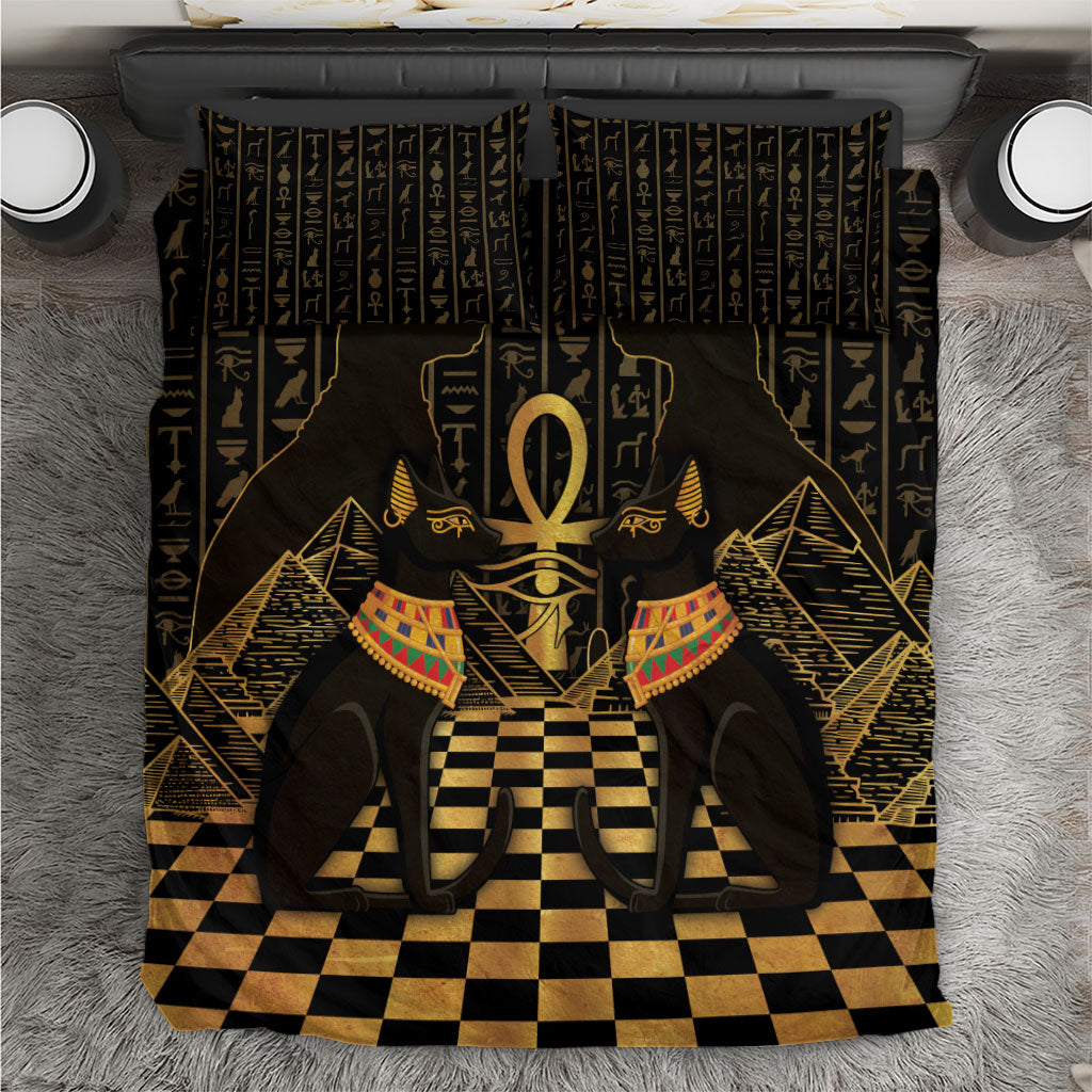 Egyptian Goddess Bastet Bedding Set Ancient Mythology Sacred Black Cat